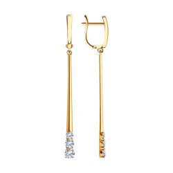 Cercei Suspendați din aur roșu cu pietre Cubic Zirconia Incolor