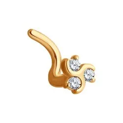 Piercing din aur roșu cu Cubic Zirconia Incolor