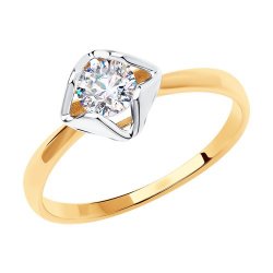 Кольцо из красного золота с камнями Swarovski
