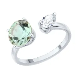 Inel din argint cu Cubic Zirconia Incolor, Prasiolit