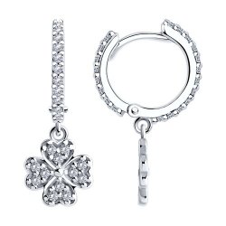 Cercei Creole din argint  cu pietre Cubic Zirconia Incolor