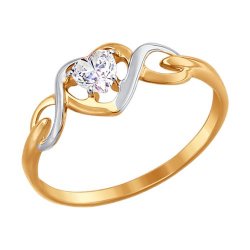 Кольцо из красного золота с камнями Фианит