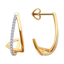 Cercei Pusete din aur roșu cu pietre Cubic Zirconia Incolor