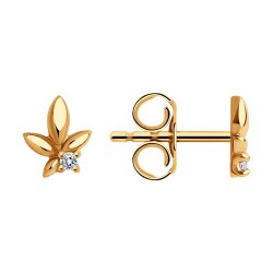 Cercei Pusete din aur roșu cu pietre Cubic Zirconia Incolor