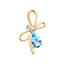 Pandantiv din aur roșu cu pietre Diamant, Topaz Swiss