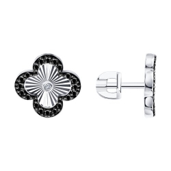 Cercei Pusete din aur alb cu pietre Diamant, Diamant negru