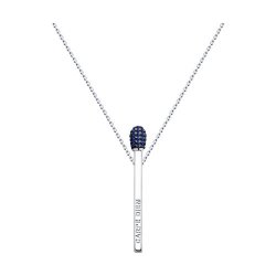 Colier din argint  cu pietre Cubic Zirconia Albastru Safir