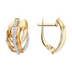 Cercei din aur roșu cu pietre Cubic Zirconia Incolor