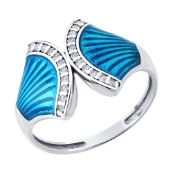 Inel din argint  cu pietre Cubic Zirconia Incolor, Emailare