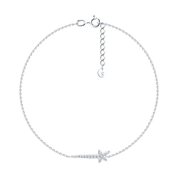 Brățară Stea din aur alb cu pietre Diamant