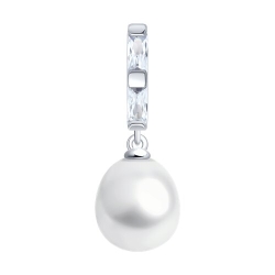 Pandantiv din argint  cu pietre Cubic Zirconia Incolor, Perla Albă