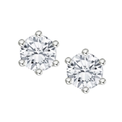 Серьги Пусеты из белого золота с камнями Бриллиант