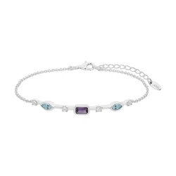 Brățară din argint cu Cubic Zirconia Incolor, Cubic Zirconia Albastru și Cubic Zirconia Liliachiu