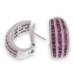 Cercei din argint  cu pietre Cubic Zirconia Incolor, Cubic Zirconia Roșu