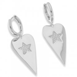 Cercei Creole din argint  cu pietre Cubic Zirconia Incolor
