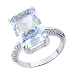 Inel din argint  cu pietre Cubic Zirconia Incolor, Cubic Zirconia Albastru