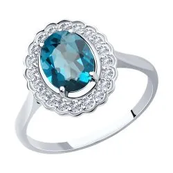 Inel din aur alb cu Cubic Zirconia Incolor, Topaz London
