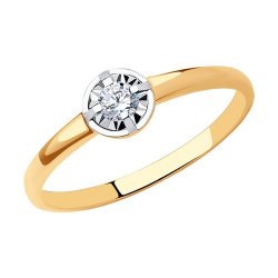 Кольцо из белого и красного золота с камнями Swarovski