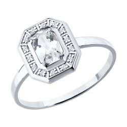 Inel din aur alb cu pietre Diamant, Cristal de munte