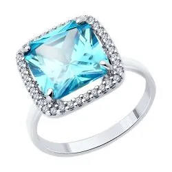 Inel din argint cu Cubic Zirconia Incolor, Cubic Zirconia Albastru