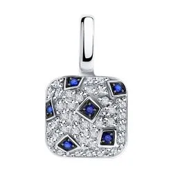 Pandantiv din aur alb cu Diamant, Safir