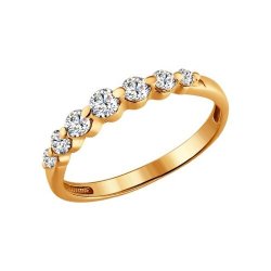Inel din aur roșu cu pietre Cubic Zirconia Incolor