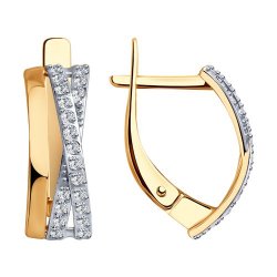 Серьги из красного золота с камнями Фианит