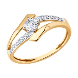 Inel din aur roșu cu pietre Cubic Zirconia Incolor