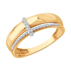 Кольцо из красного золота с камнями Бриллиант