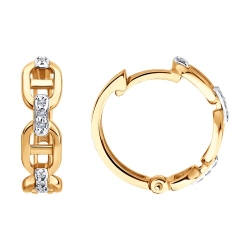 Cercei Creole din aur roșu cu pietre Diamant