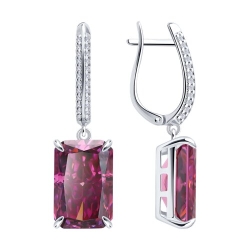 Cercei Suspendați din argint  cu pietre Cubic Zirconia Incolor, Cubic Zirconia Roz