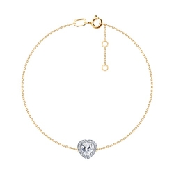 Brățară Love din aur roșu cu pietre Cubic Zirconia Incolor