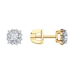 Cercei Pusete din aur roșu cu Cubic Zirconia Incolor
