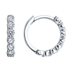 Cercei Creole din argint  cu pietre Cubic Zirconia Incolor