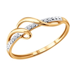 Кольцо из красного золота с камнями Бриллиант