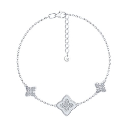 Браслет из серебра с камнями Фианит, Эмаль