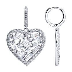 Серьги Конго из серебра с камнями Фианит