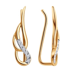 Cercei din aur roșu cu pietre Cubic Zirconia Incolor