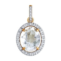 Pandantiv din aur roșu cu pietre Cubic Zirconia Incolor, Cristal de munte