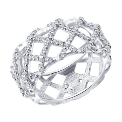 Кольцо из серебра с камнями Фианит