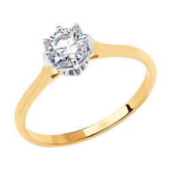 Кольцо из красного золота с камнями Swarovski