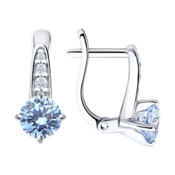 Cercei din argint  cu pietre Cubic Zirconia Incolor, Cubic Zirconia Albastru