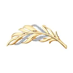 Broșă din aur roșu cu Cubic Zirconia Incolor