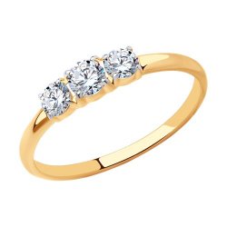 Inel din aur roșu cu pietre Cubic Zirconia Incolor
