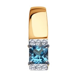 Pandantiv din aur roșu cu pietre Cubic Zirconia Incolor, Topaz London