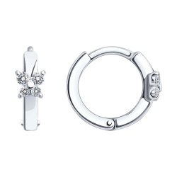 Cercei Creole din argint  cu pietre Cubic Zirconia Incolor