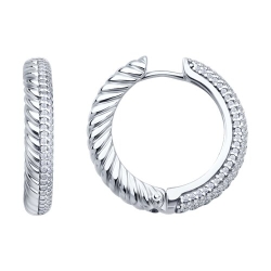 Cercei Creole din argint  cu pietre Cubic Zirconia Incolor