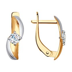 Cercei din aur roșu cu pietre Cubic Zirconia Incolor