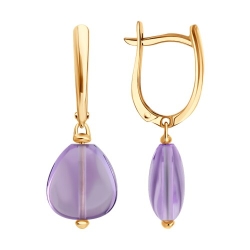 Cercei Suspendați din aur roșu cu pietre Ametist