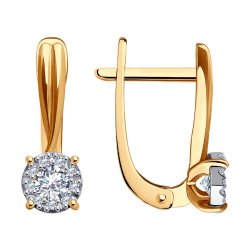 Cercei din aur roșu cu pietre Cubic Zirconia Incolor